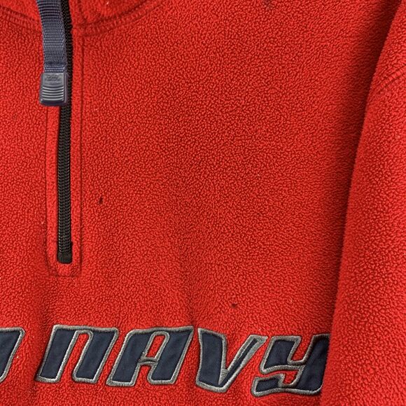 Old Navy Men's Fleece Sweater Sz Large Red Embroidered Logo Quarter Zip Pullover - Picture 4 of 13